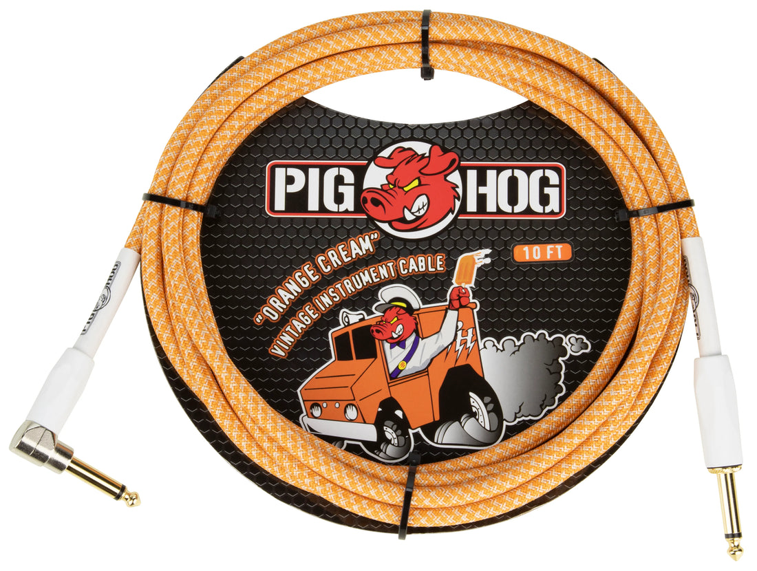 Pig Hog Pch102ocr Orange Creme 2.0 Guitar Bass Cable 10ft