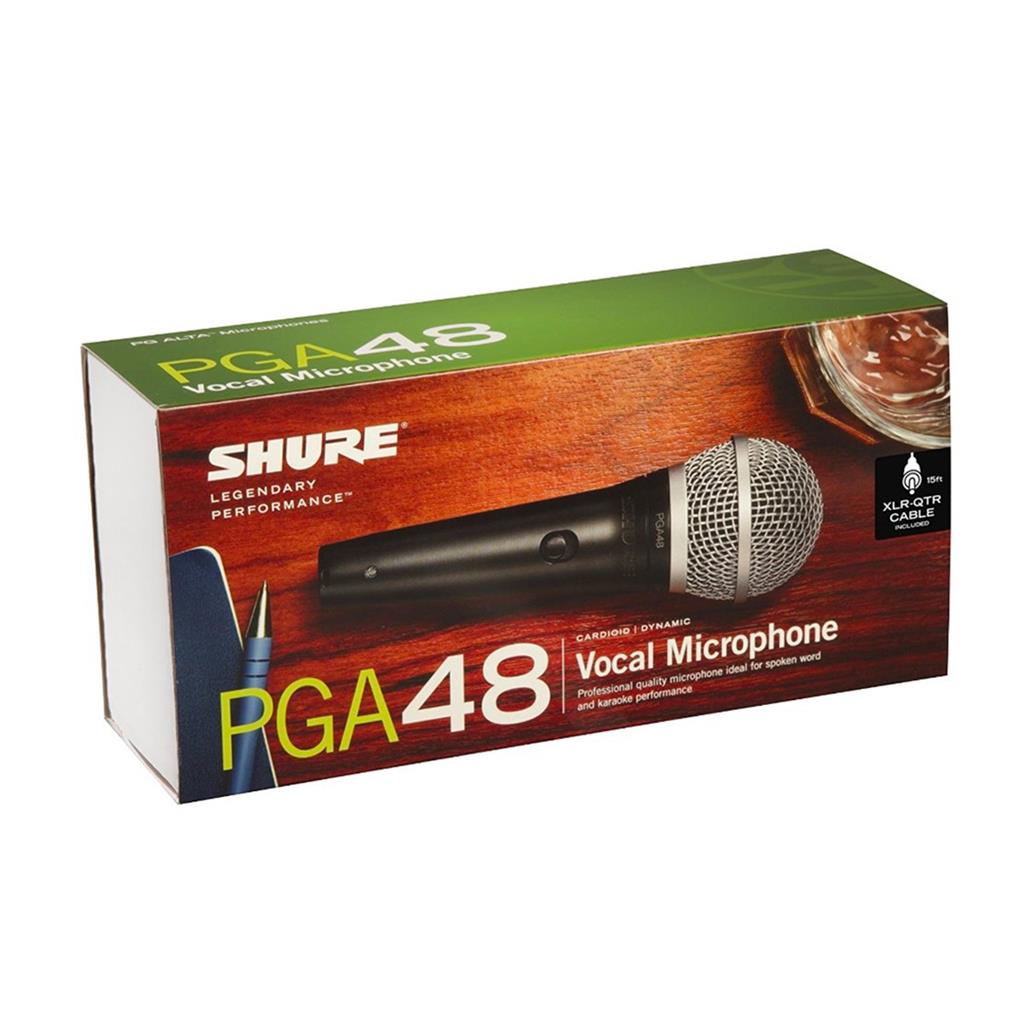 Shure Cardioid Micrófono vocal dinámico sin cable, PGA48-XLR