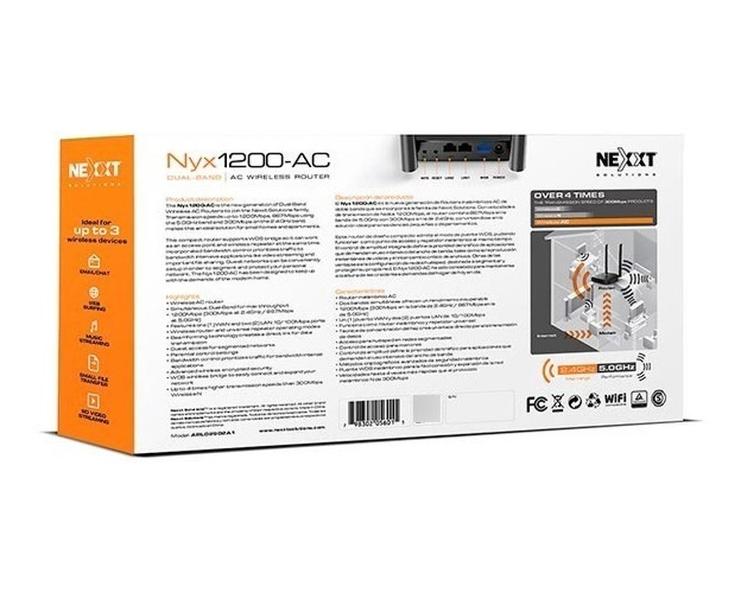 Nexx Solutions Nyx1200 Router Inalámbrico 1200mbps